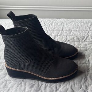 Eileen Fisher Black Knit Wedge Sock Booties